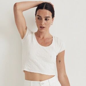 Madewell Pointelle Scoopneck Crop Tee - Lighthouse